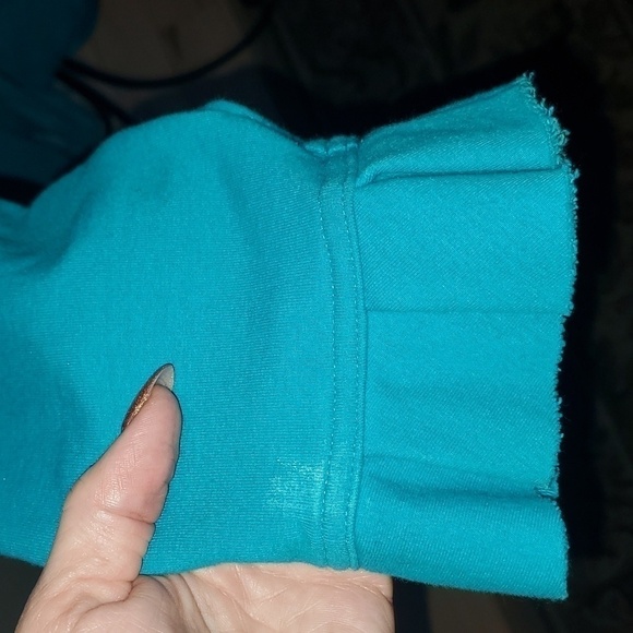 Neon Buddha Aqua Unique Buttons Long Stretch Lagenlook Sz XL Jacket w Pockets - Picture 7 of 14